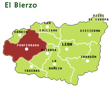 mapa zona vinícola bierzo